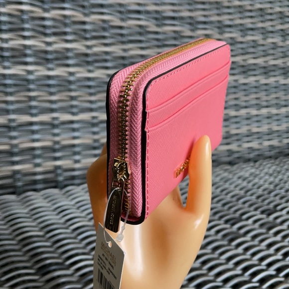 Michael Kors Medium ZipAround Card Case Wallet Grapefruit Leather - Picture 16 of 16